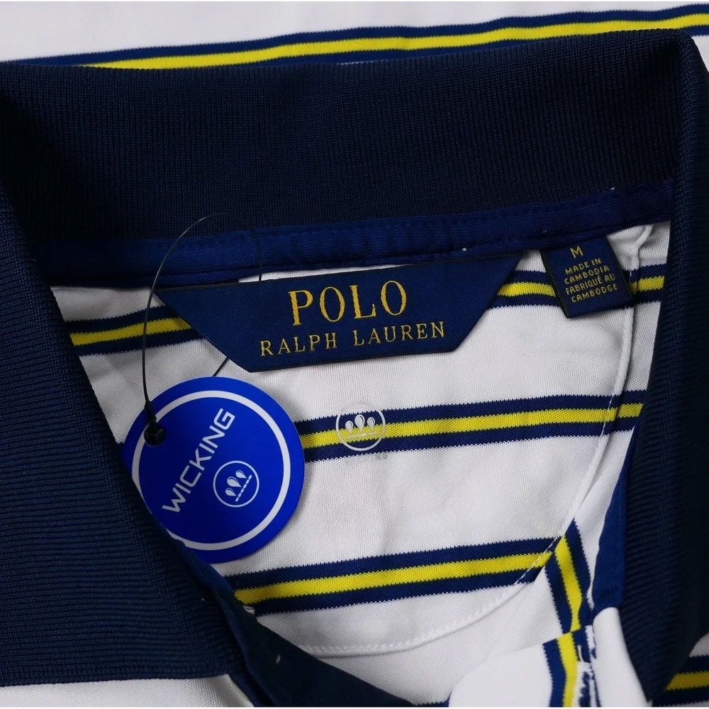 Polo Ralph Lauren Shirt Mens M US Open 2020 Winged Foot Striped White Golf‎ NEW